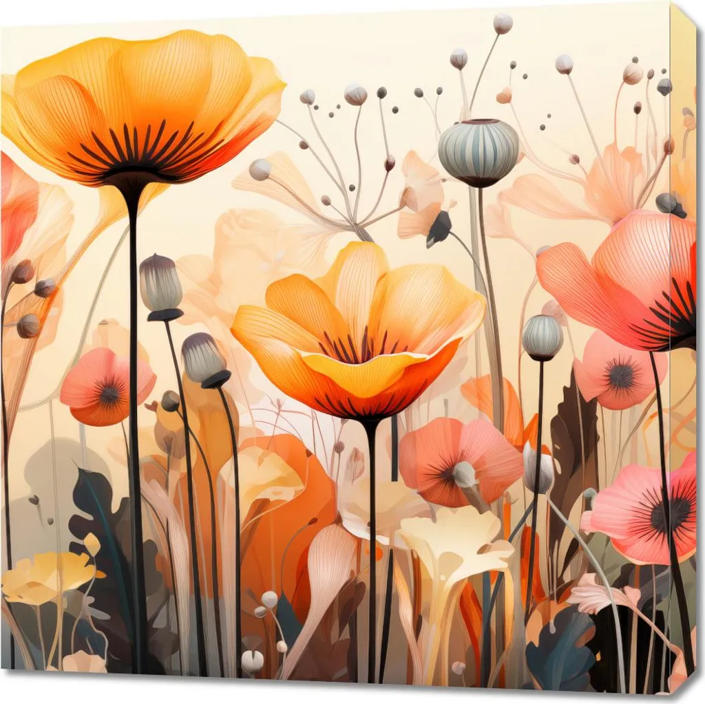 Sublimez vos Murs avec l'Image Coquelicots dansants 70 x 70 cm Colorée