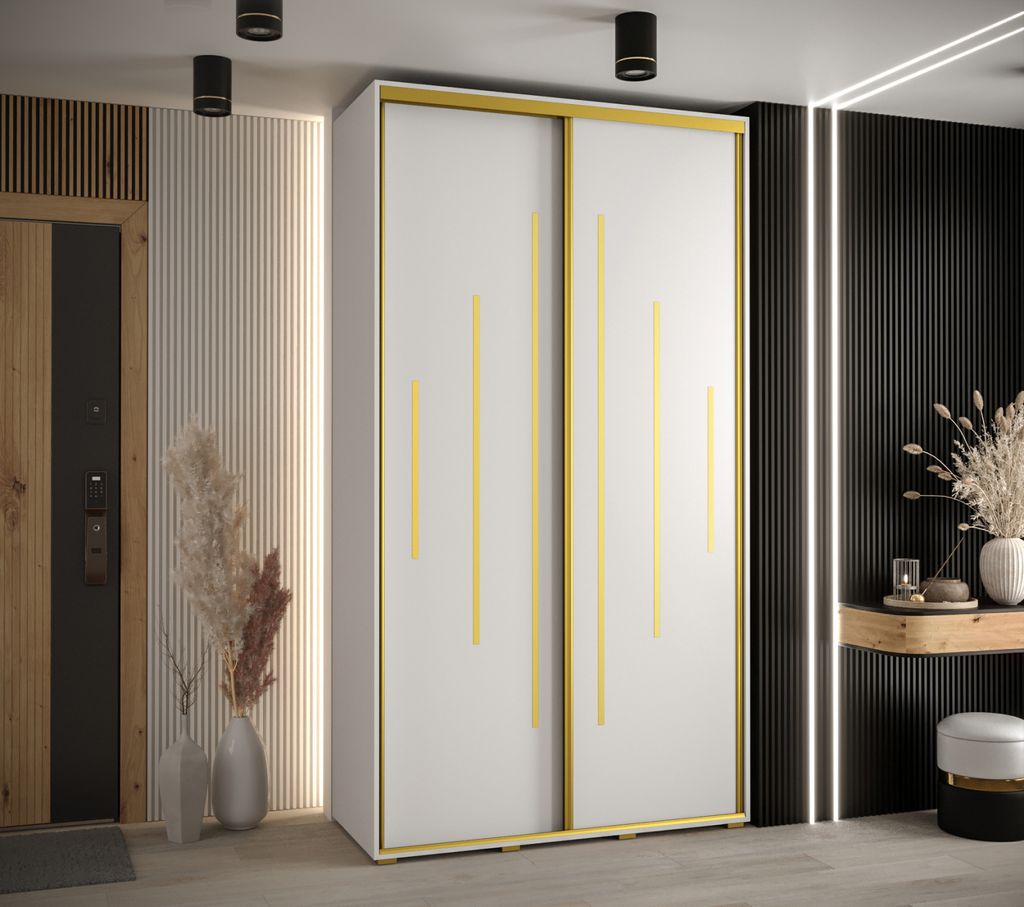 Kleiderschrank ASIRI 12 - 140/45 cm, weiß/gold