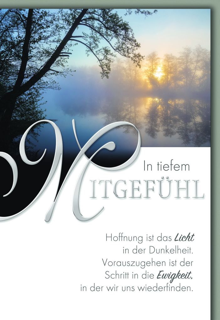 Trauer Beileid Kondolenzkarte mit Umschlag In tiefem Mitgefühl, Sonnenuntergang