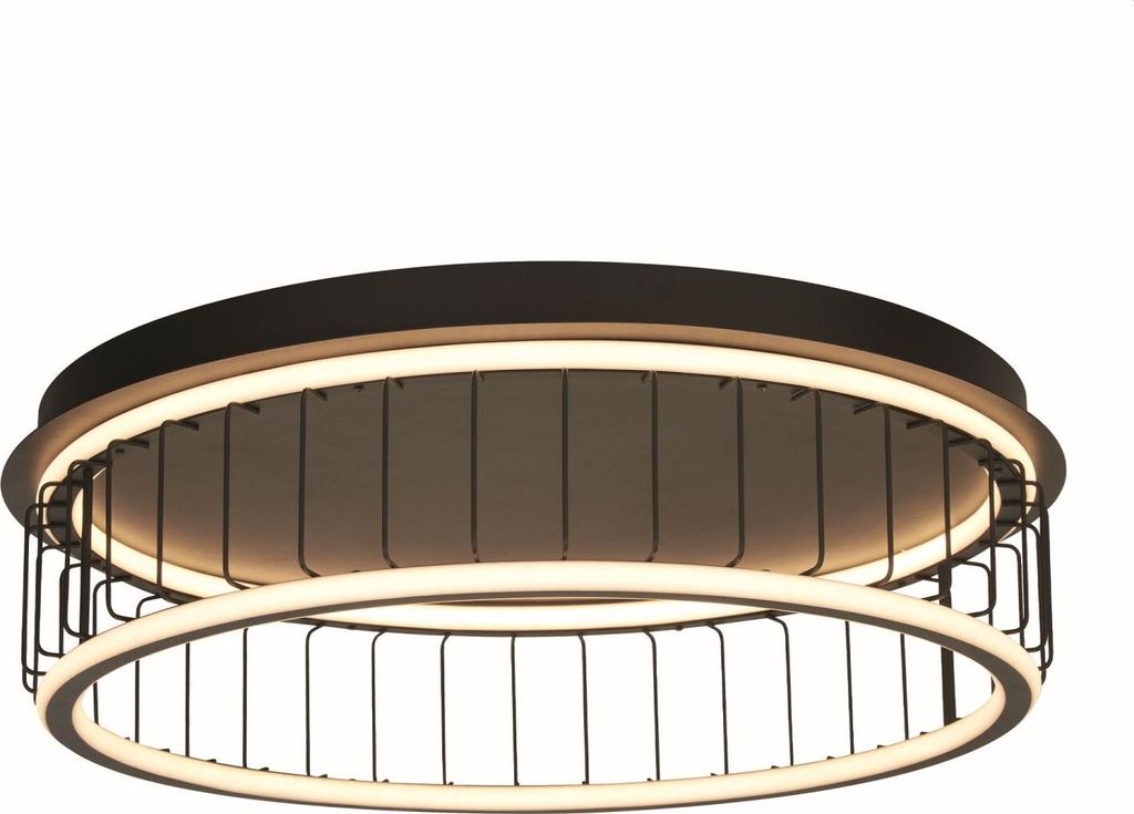 LED Deckenlampe Metall Ø 60 cm rund Schwarz Weiß 3000 K warmweiß 861 lm Modern Deckenleuchte