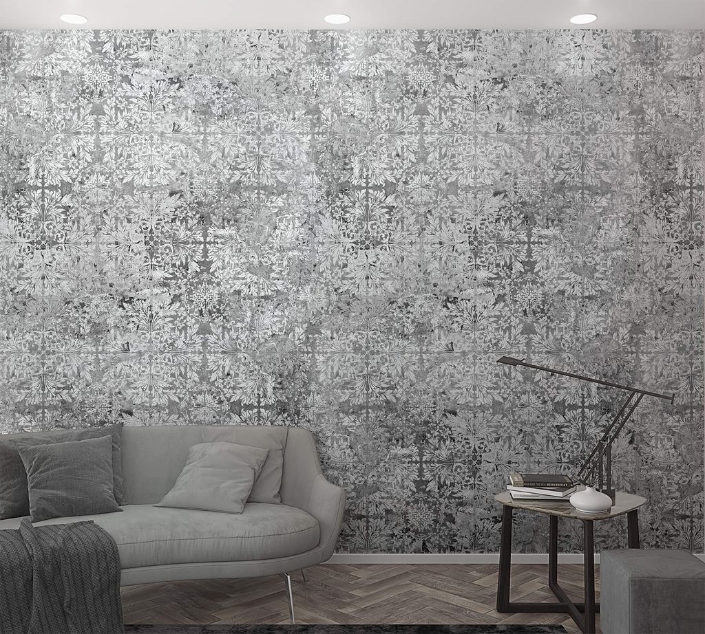 NEWROOM Tapete Schwarz Vliestapete Muster - Wandbild Modern Weiß Grau Ornamente Fliesen Tapete Barock