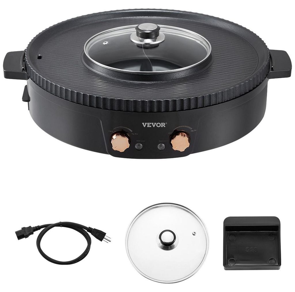 VEVOR Hot Pot con grill 1800 W 2 in 1 grill elettrico senza Immagine del prodotto 