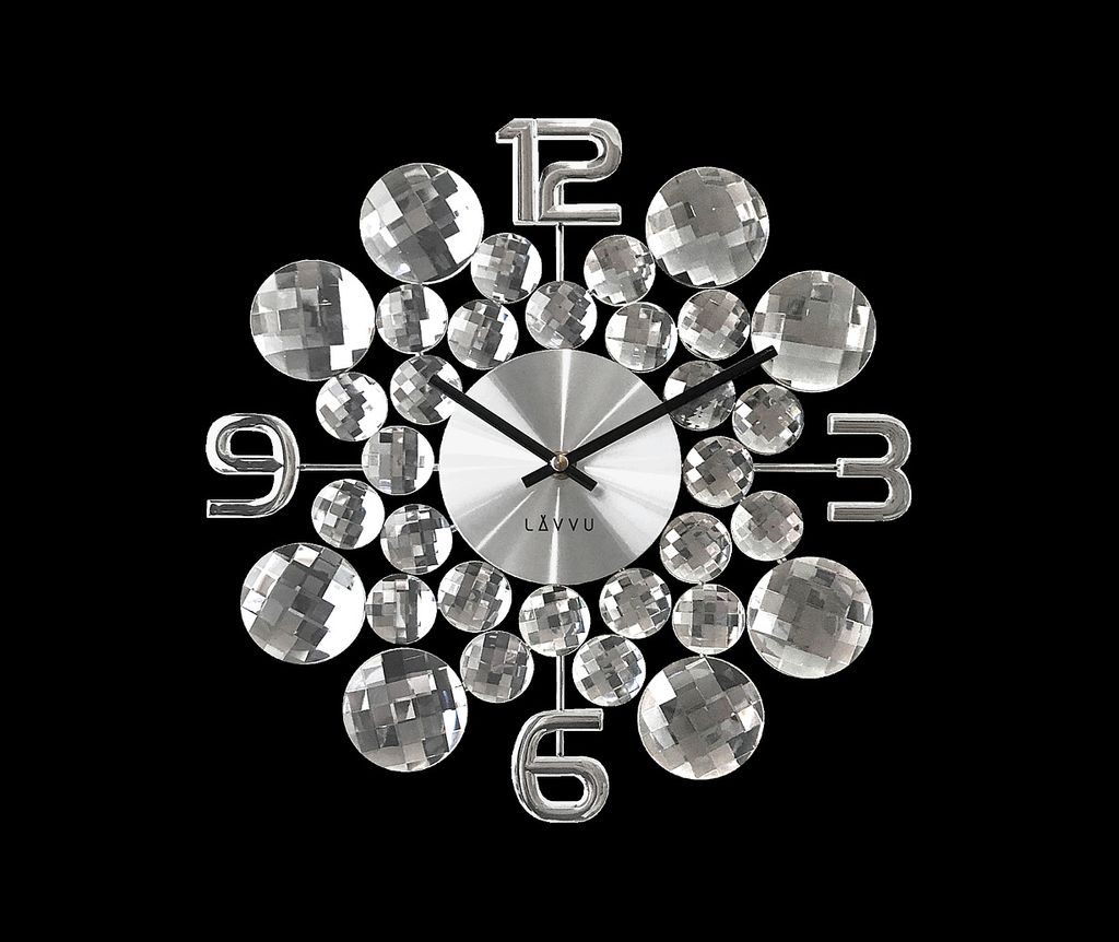 LAVVU LCT1030 CRYSTAL Jewel Wanduhr, silber, 34 cm
