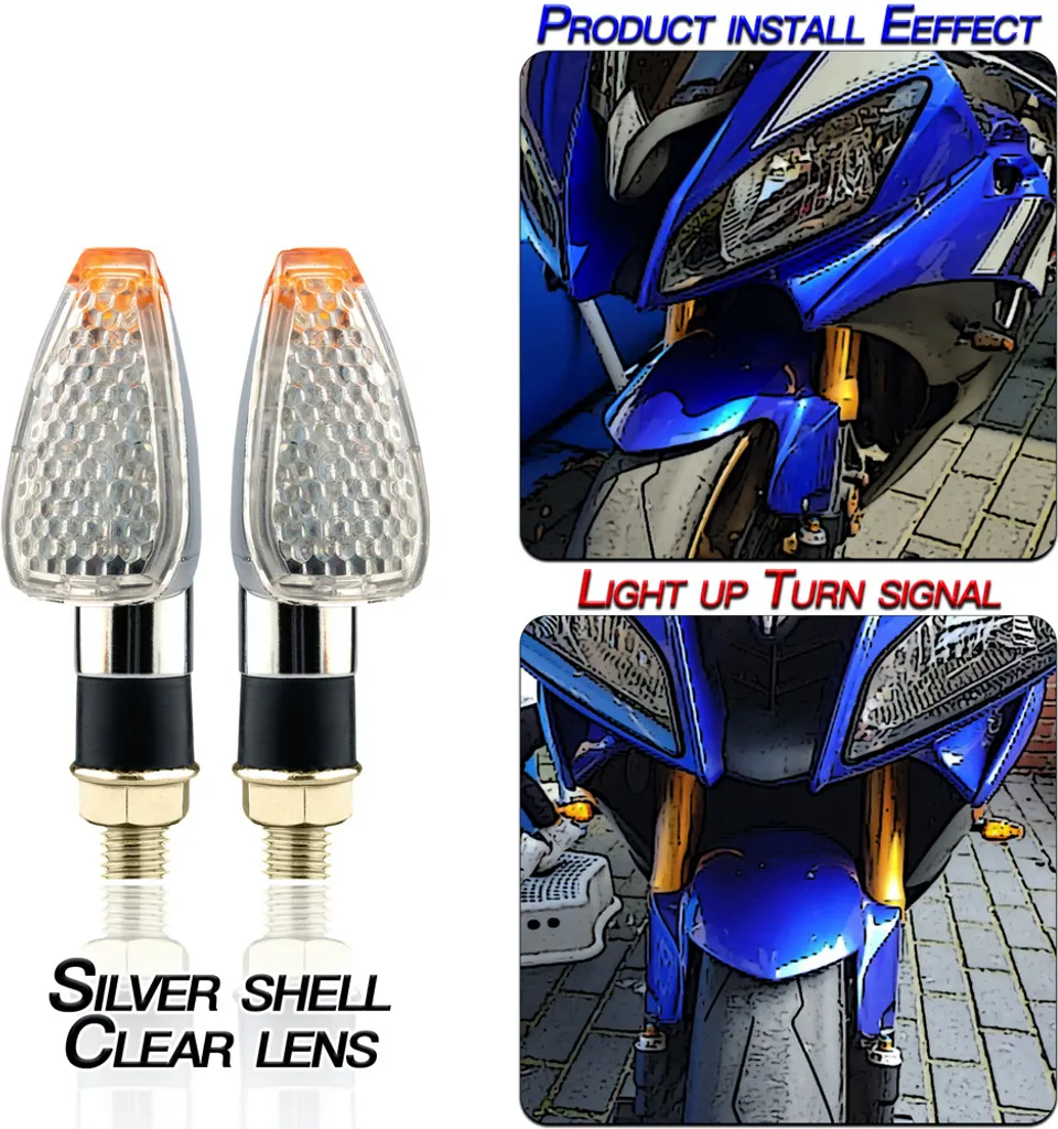 Coppia Indicatori Direzione Moto 14 LED Silver Omologati E-Mark