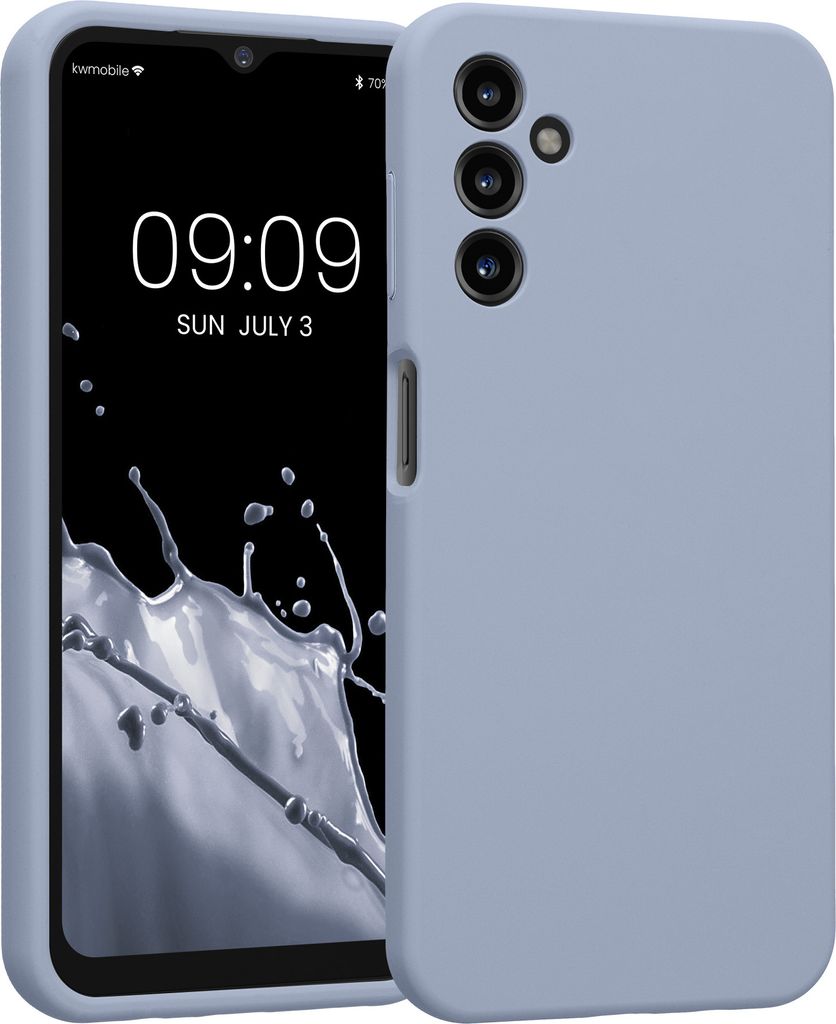 kwmobile Handyhülle kompatibel mit Samsung Galaxy A14 5G Hülle - gummierte Handy Case aus Silikon in Hellblau matt