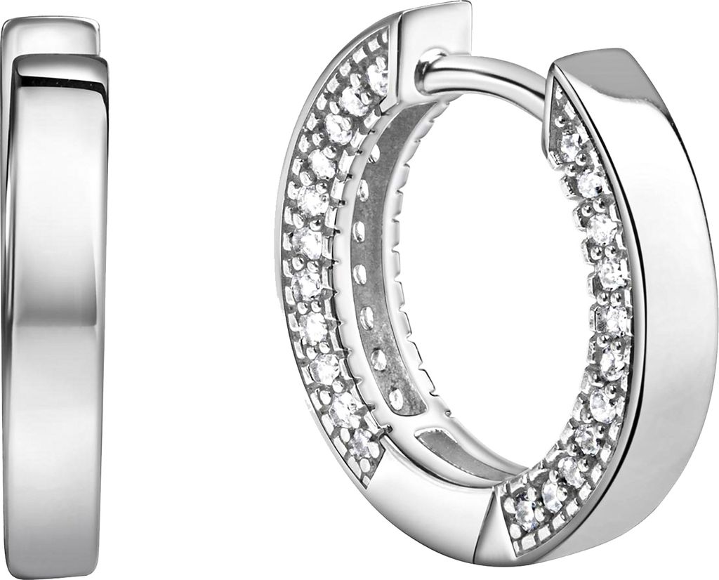 Celesta Silber Ohrringe 925/- Sterling Silber 1,5cm Silbergrau Zirkonia weiß 274210097