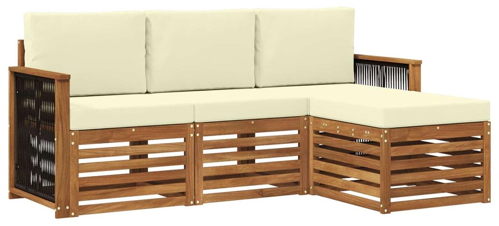 vidaXL Outdoor-Sofagarnitur mit Kissen 4 pcs Natur und Creme