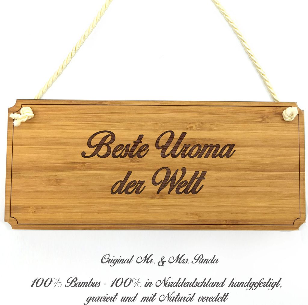 Mr. & Mrs. Panda Wegweiser Uroma - Geschenk, Landhaus, Schild, Geschenkidee, Oma, Infotafel, Enkelin, Graviert, Großmama, wandtafel, Türschild, F...