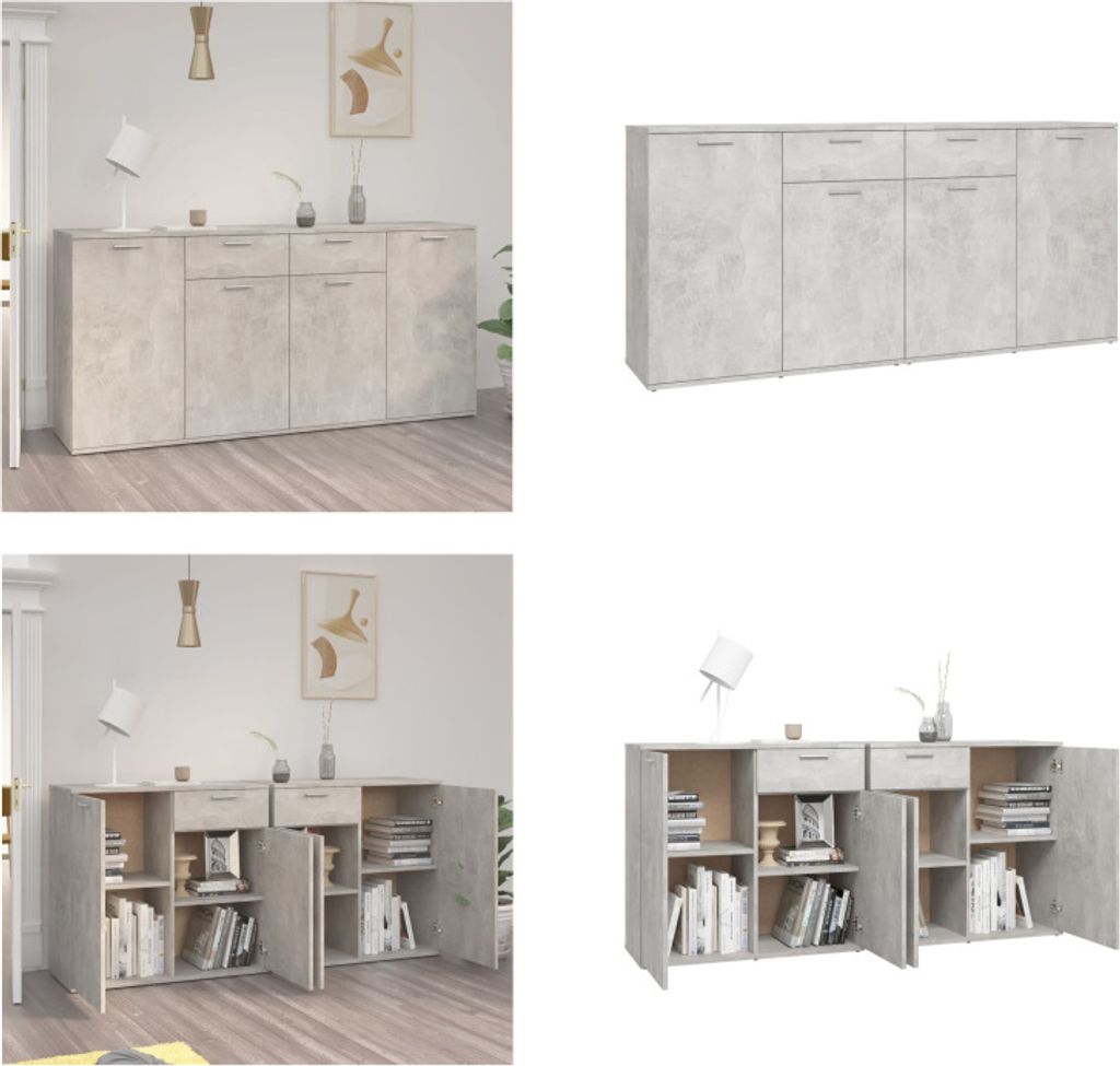 vidaXL Sideboard Betongrau 160x36x75 cm Holzwerkstoff - Sideboard - Sideboards - Seitenschrank - Seitenschränke