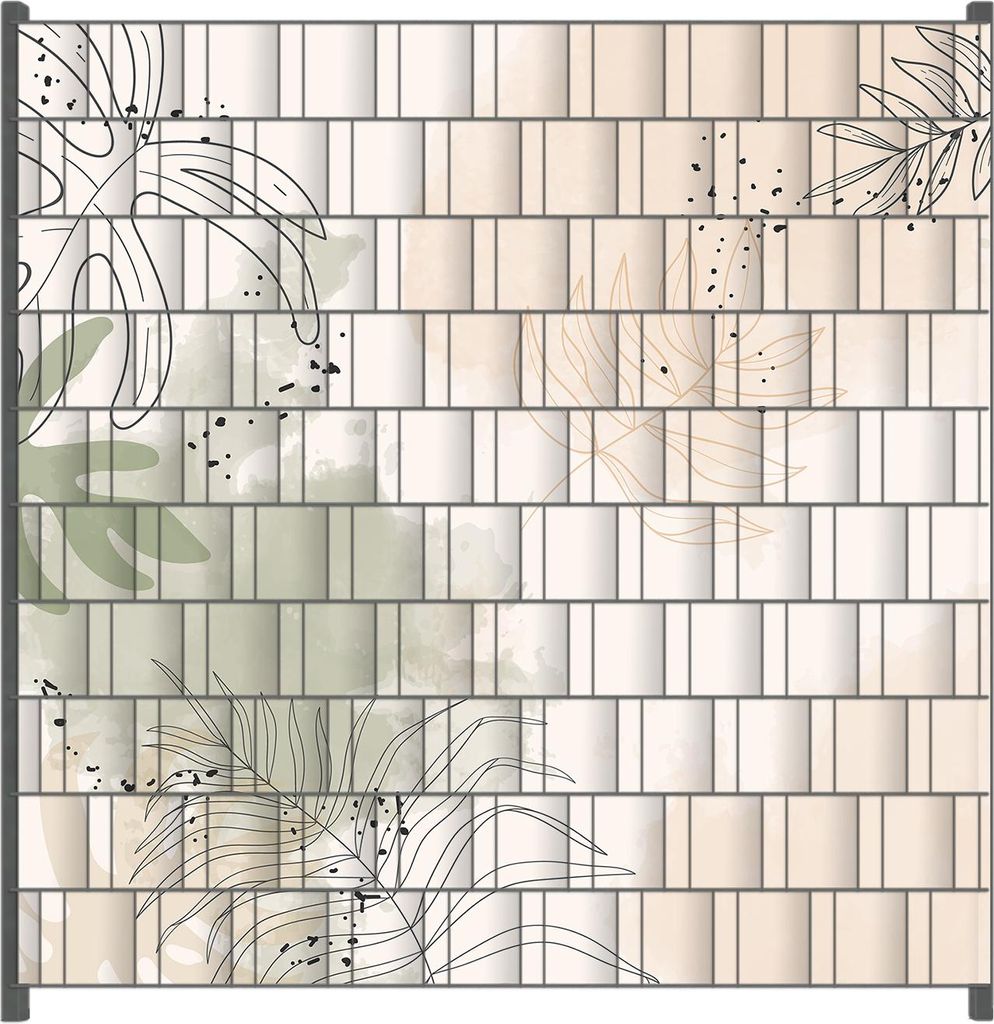 Wallario Zaunsichtschutz mit Motiv Botanisches Aquarell für Ein- und Doppelstabmatten Zäune in der Größe 200 x 200 cm