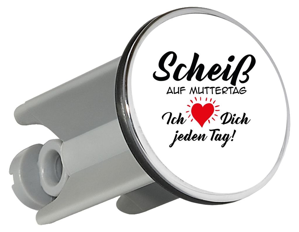 Huuraa Waschbeckenstöpsel Scheiß auf Muttertag liebe dich jeden Tag 4cm höhenverstellbar Abflussstopfen Geschenkidee