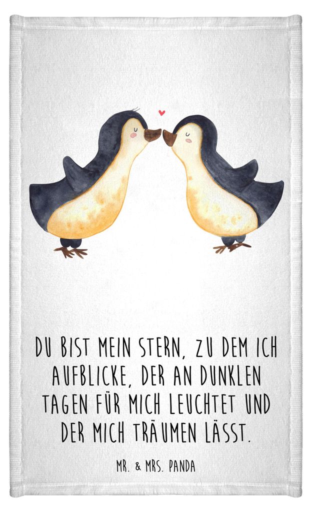 Mr. & Mrs. Panda Handtuch Pinguin Liebe - Weiß - Geschenk, Freund, Vertraut, Liebesspruch, Gästetuch, frottierhandtuch, Kleines, Freundin, baumwo...