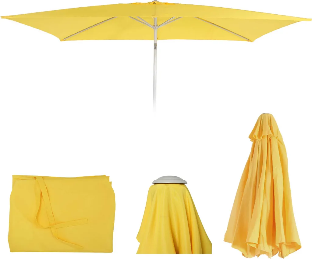 Copertura di ricambio per ombrellone N23, copertura di ricambio per ombrellone, 2x3m rettangolare in tessuto/tessuto 4,5kg UV 50+ ~ giallo