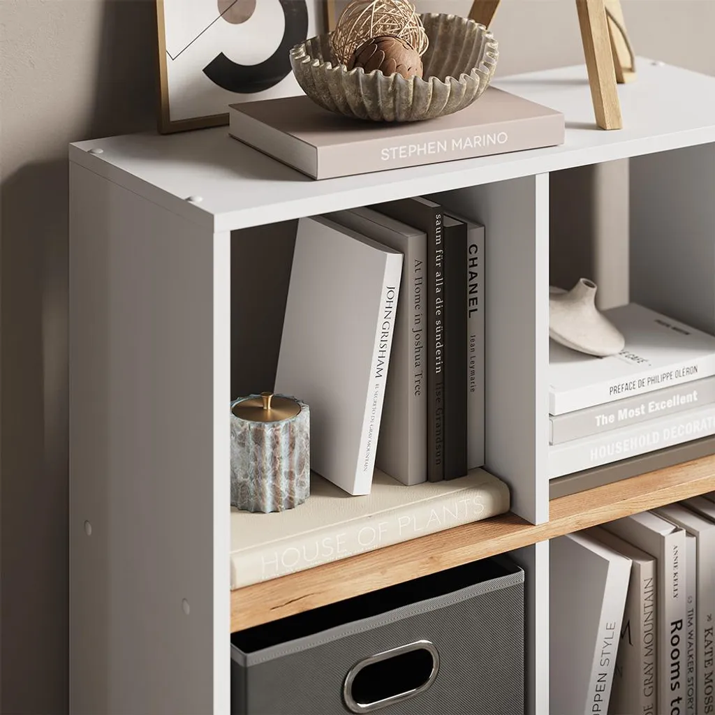 Meuble Cube Design Vicco Tetra 72x72cm Chêne Blanc Finition Force d'Or