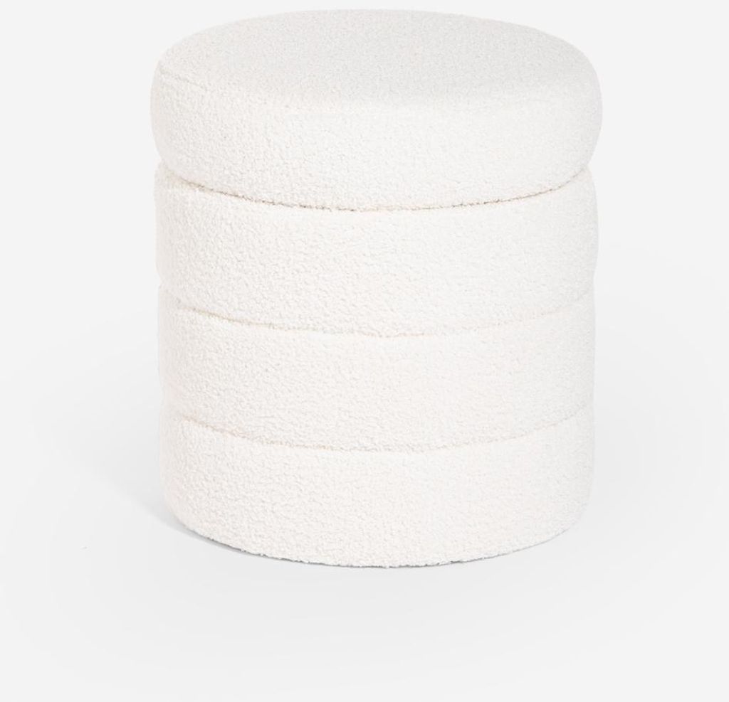 Sitzhocker Bouclé Stauraum Zylinder Design Wohnzimmer Mugi - Weiß