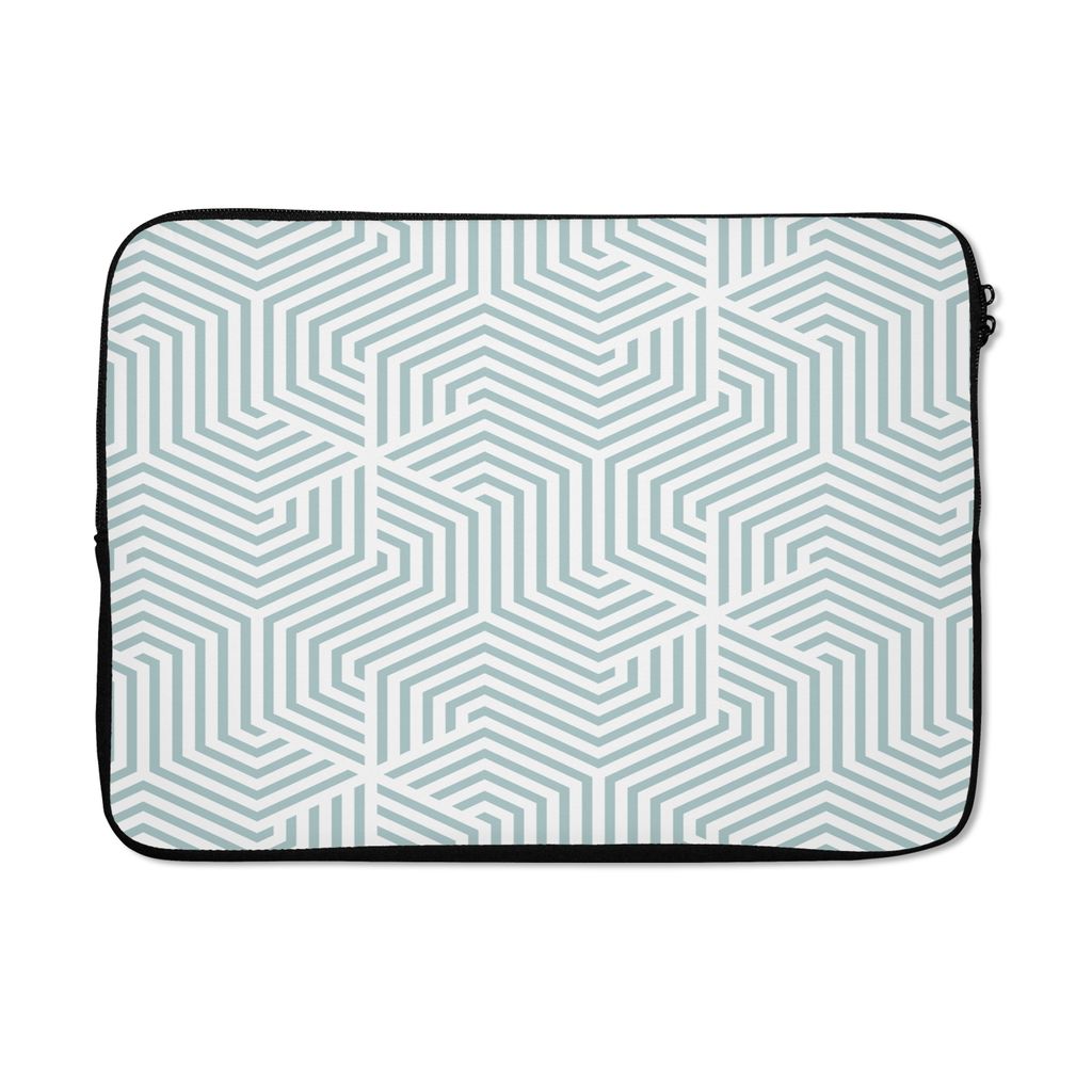 MuchoWow Laptop Hülle 13 Zoll Geometrie - Linie - Grün - Muster Laptoptasche - Laptophülle - Sleeve - Rundumschutz