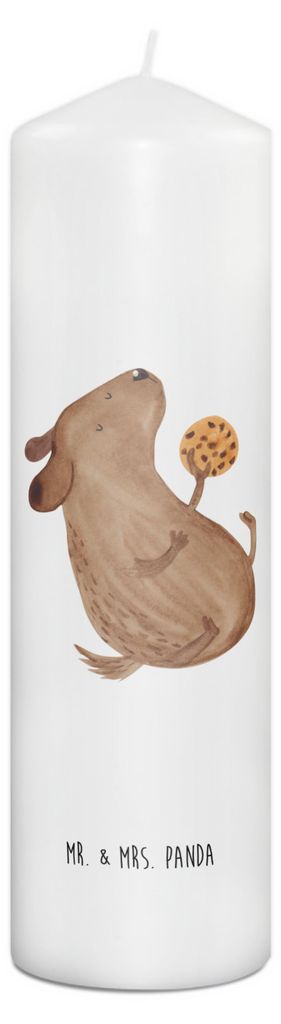 Mr. & Mrs. Panda Kerze Hund Keks 29 x 8 cm XL - Weiß - Geschenk, Stumpenkerze, Wachskerze, Hungrig, Hundekekse, Zylinderkerze, glücklich, Erinner...