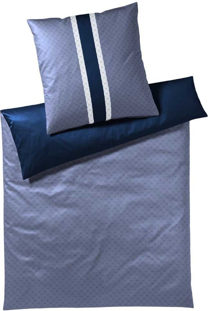 JOOP! Mako-Satin Bettwäsche Signature Farbe Deep Sea Größe 155x220+80x80 AL