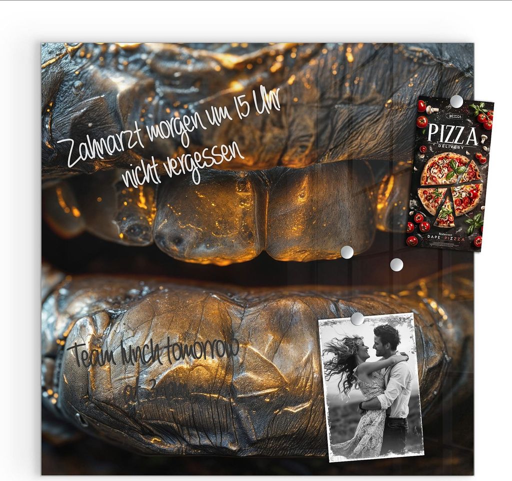 Magnettafel 30x30cm Pinnwand Whiteboard beschreibbar - Metallischer Mund