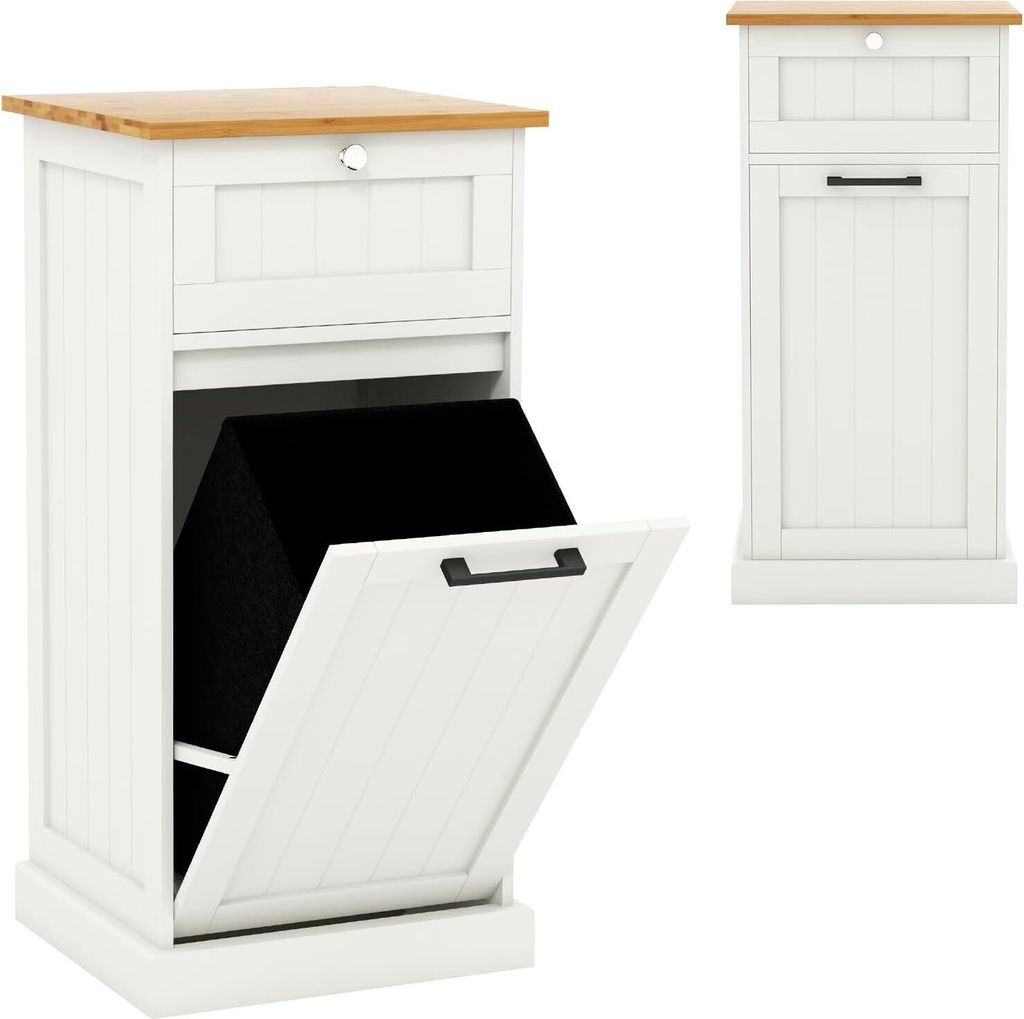 GOPLUS Wäschekorb schmal, Wäscheschrank mit ausklappbarem Wäschesack, Badschrank mit Schublade, Waschekorbsammler für Badezimmer, Waschküche, ...