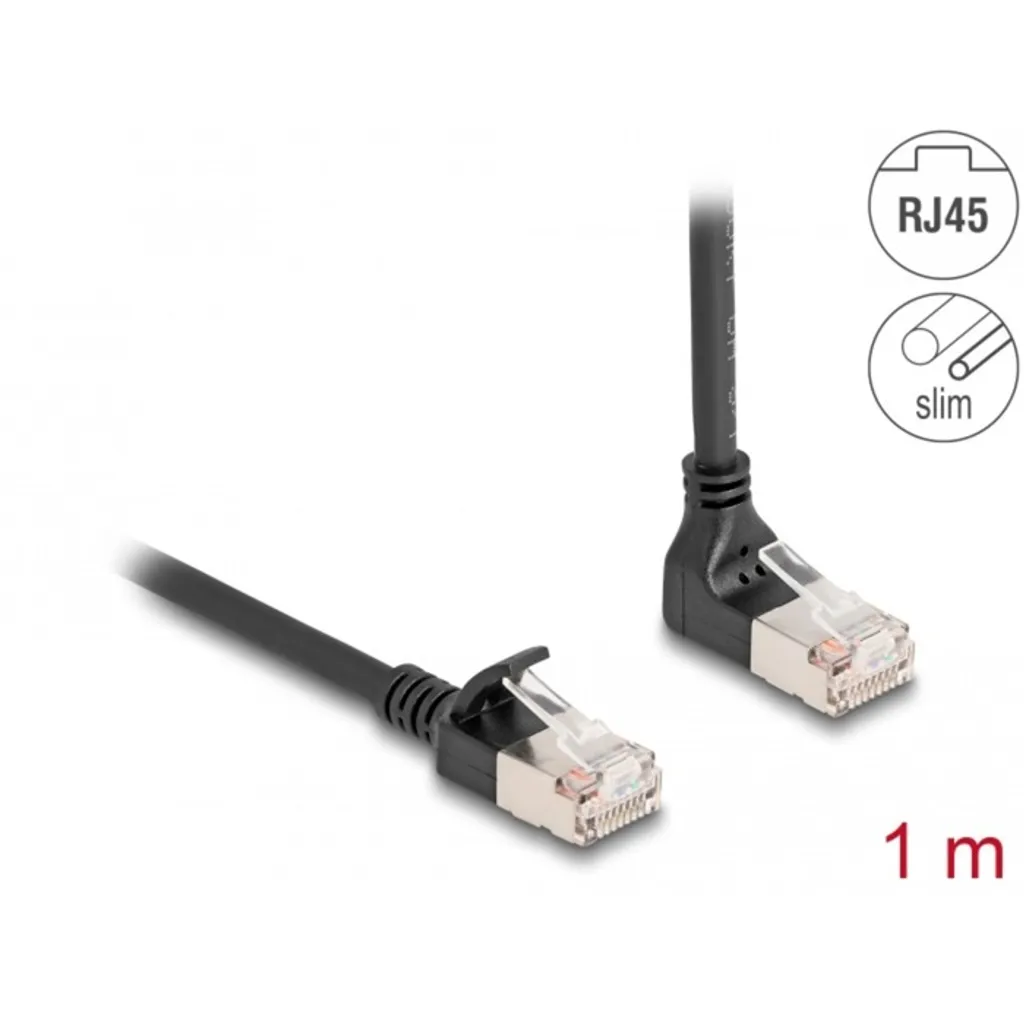 Cavo LAN Sottile Angolato 90° Delock 1m - Cablaggio Invisibile Nero - 2
