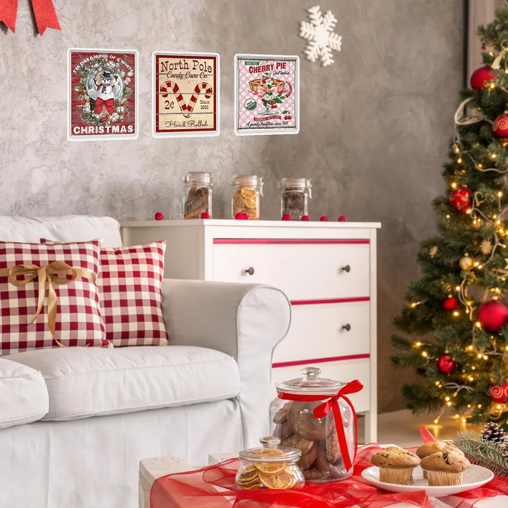 Décoration Murale Hivernale Set de 6 Posters Noël 20x25 cm sans Cadre