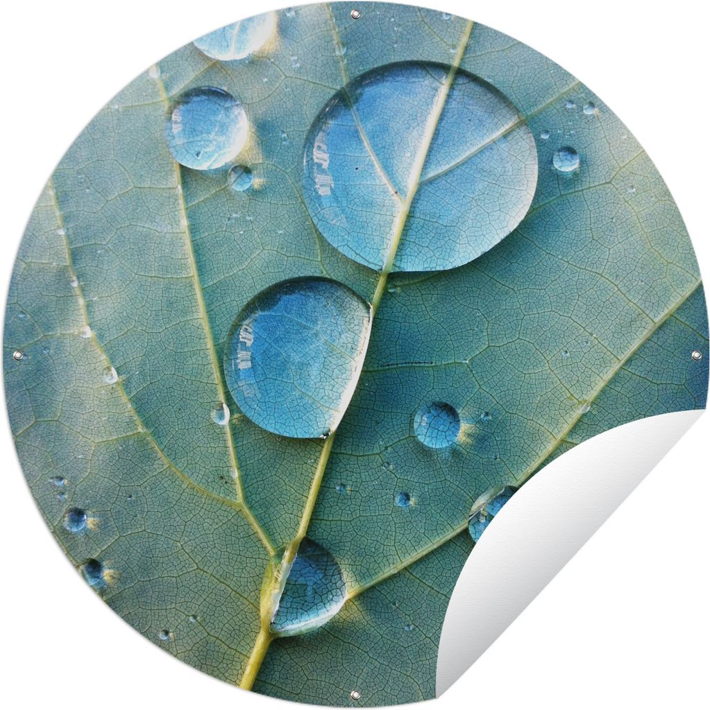 MuchoWow Gartenposter Outdoor-Poster Rund Türkisfarbene Wassertröpfchen Ø 150 cm Gartendeko Rundes Poster draußen