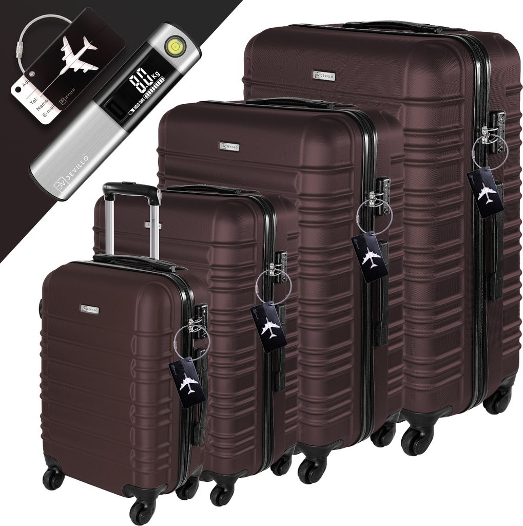 Devillo® Kofferset 4tlg. S-M-L-XL, Terrabraun - Trolley Produktbild 