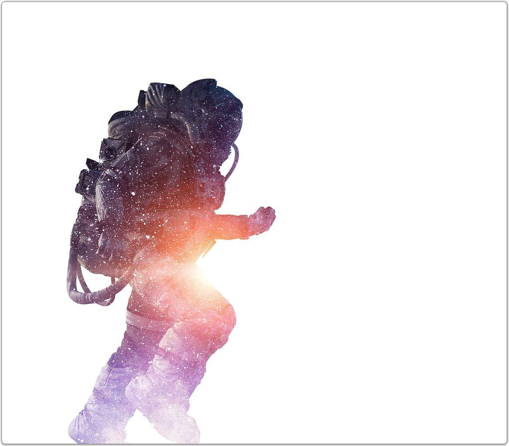 Spritzschutz Herdabdeckplatte Schneidebrett aus Glas Astronaut beleuchtet 1-Teilig (60x52cm)