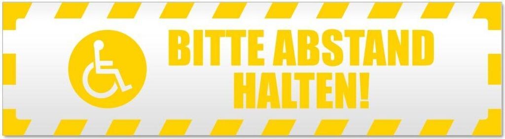 Bitte Abstand halten! Motiv 2 gestreift Magnetschild Schild magnetisch - 60cm Gelb - Magnetfolie für Auto PKW Kfz