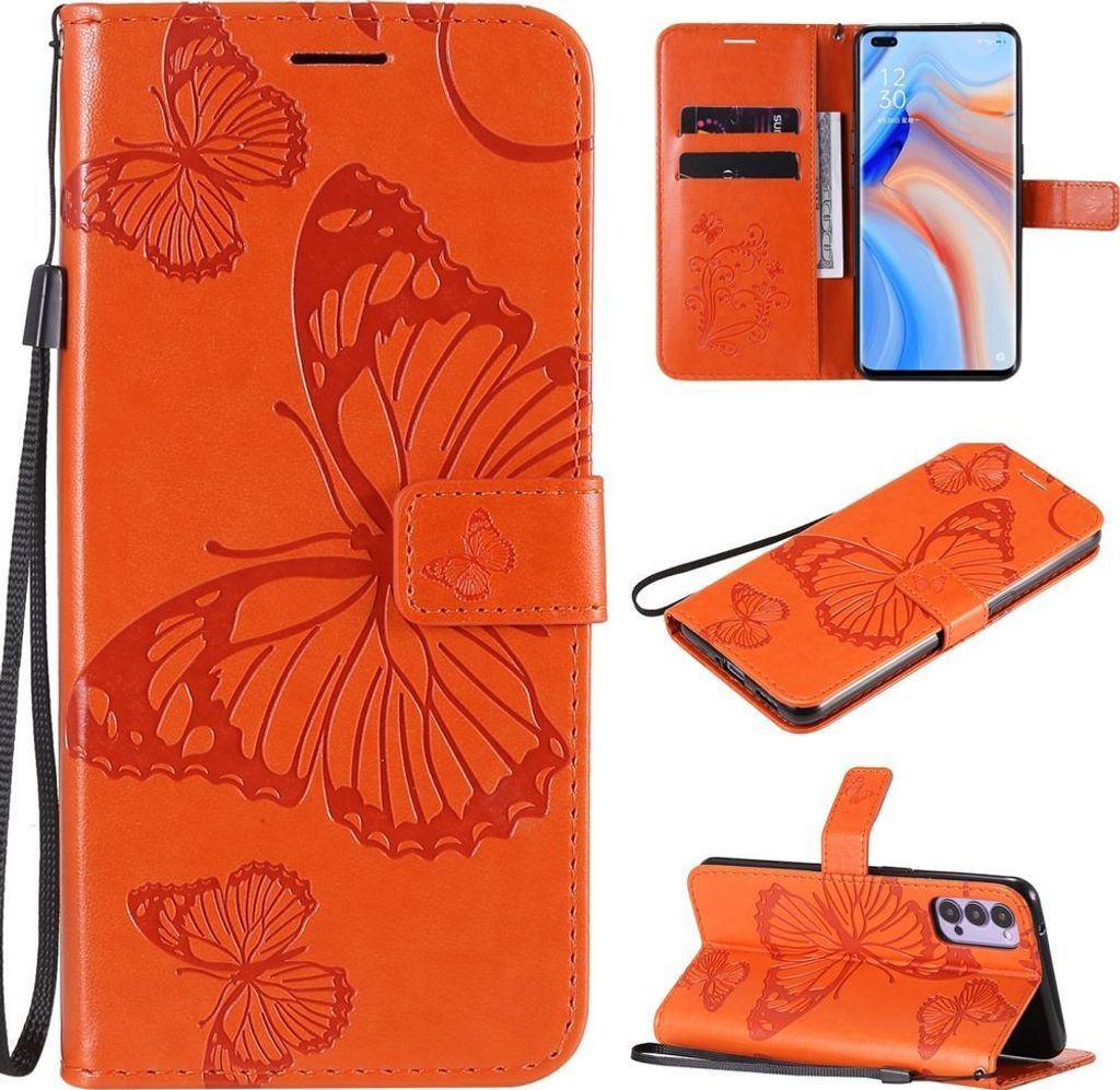 Mobigear Butterfly OPPO Reno 4 Hülle Klapphülle Geldbörse - Orange