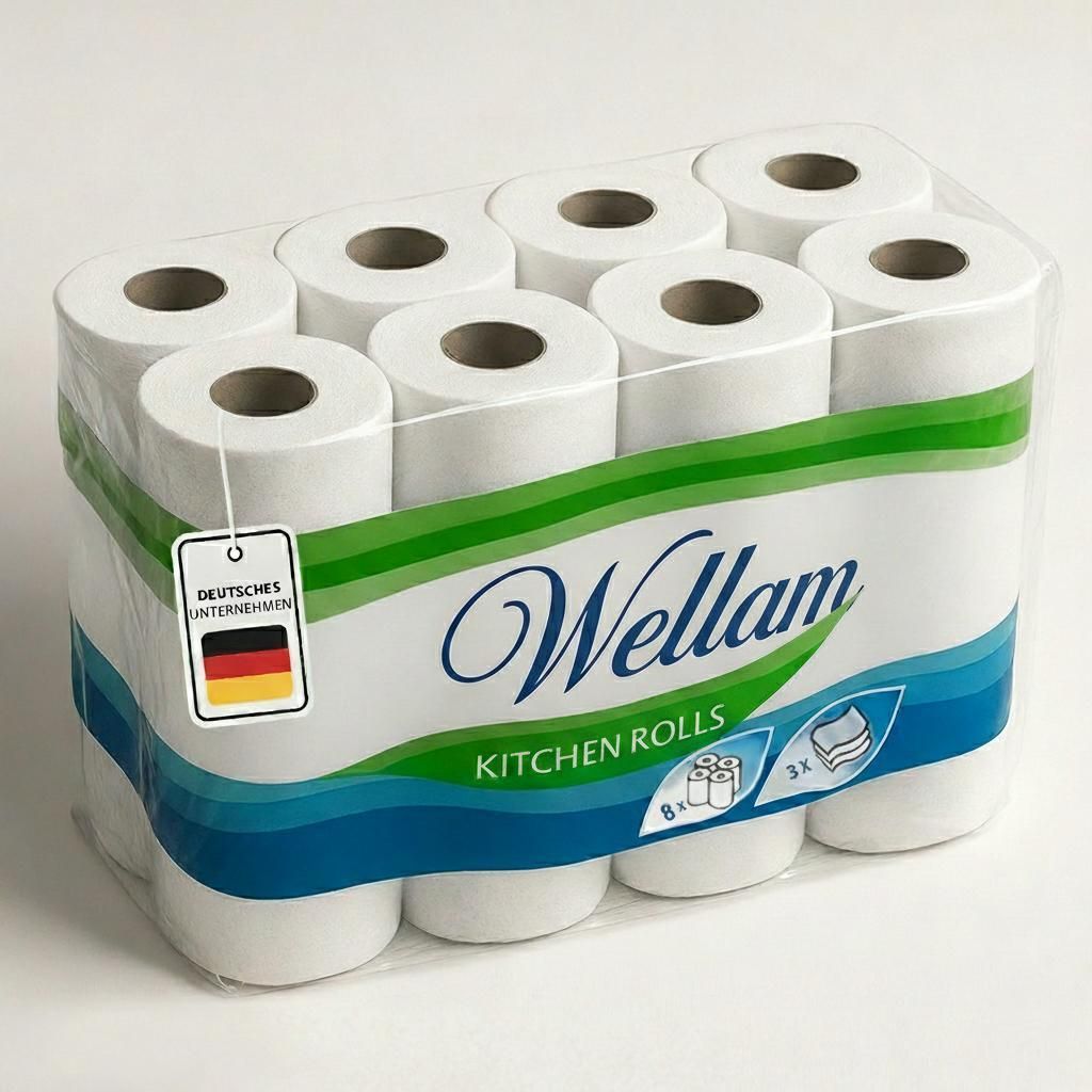 Vella Premium Küchenrollen 3-lagig Ultraweich, Saugstark & Produktbild 