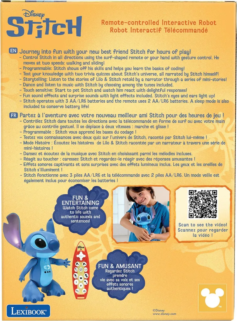 Robot Stitch avec voix originale et télécommande bilingue FR/EN