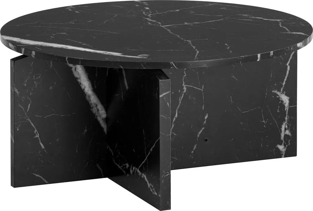Table basse 70x70x33 cm noire aspect marbre facile d'entretien et stable - 6