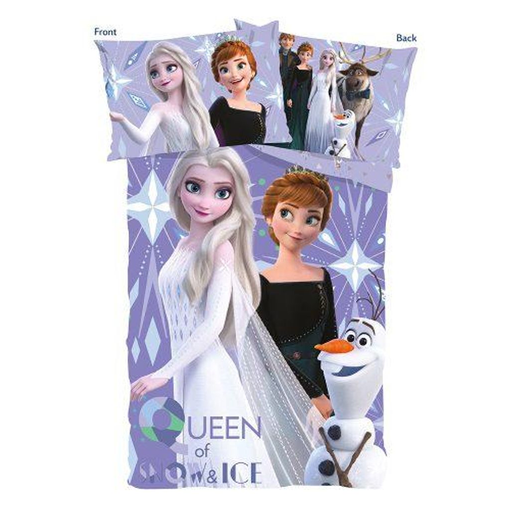 Disney Frozen Kinder-Bettwäsche 100x135 + 40x60 cm, 100% Baumwolle, niedliches Motiv, strapazierfähig, ideales Geschenk für Kinder