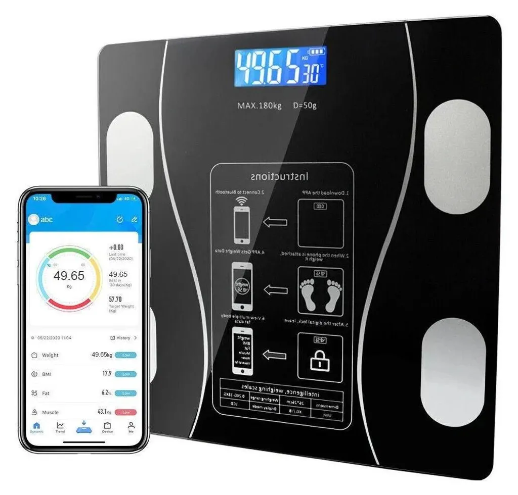 Balance analyseur de graisse corporelle Bluetooth Noir multi-utilisateurs