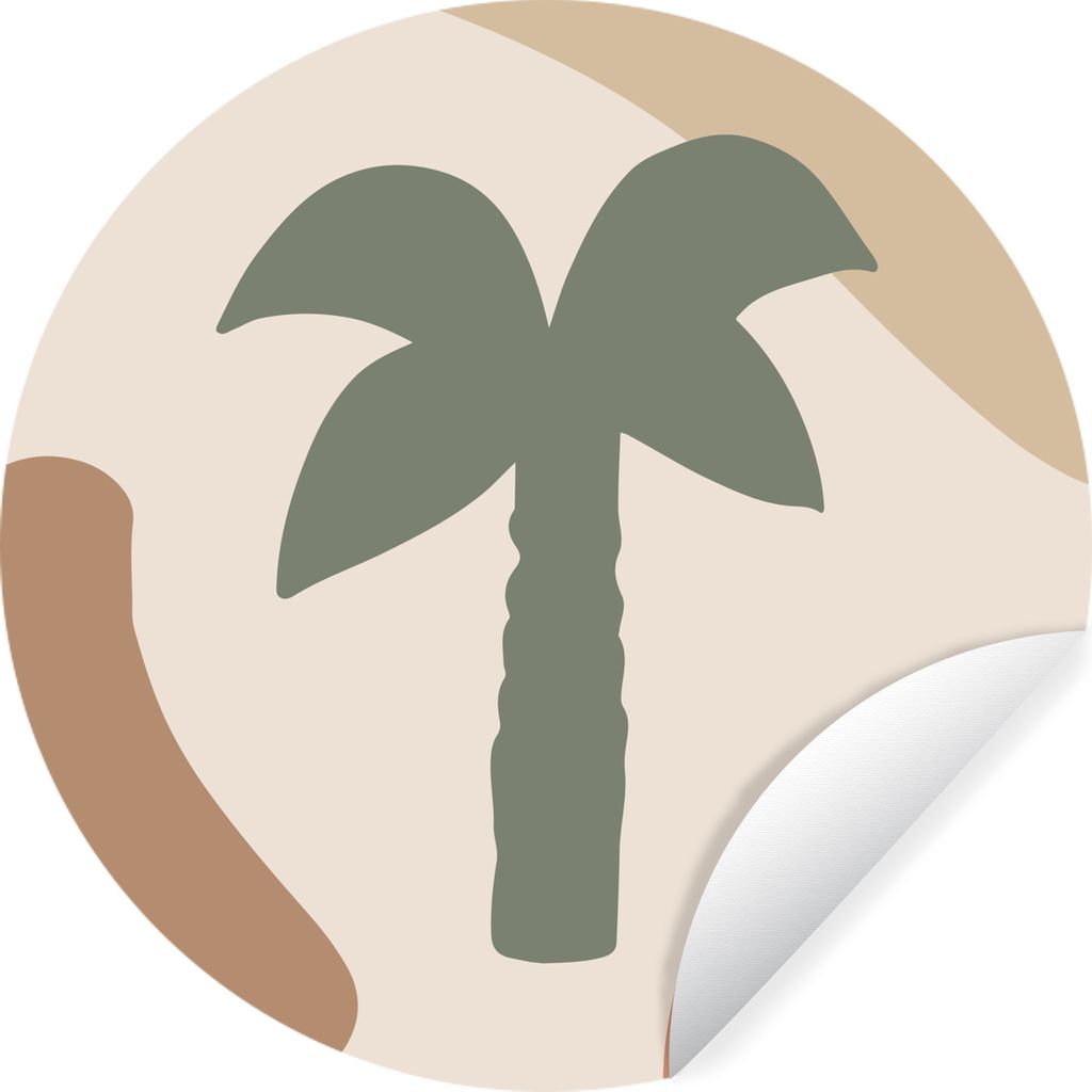 MuchoWow Runde Wandtattoo - Wandsticker Tapete Aufkleber Palme - Pastell - Sommer Ø 50 cm Selbstklebend und Repositionierbar - Wandaufkleber - K...