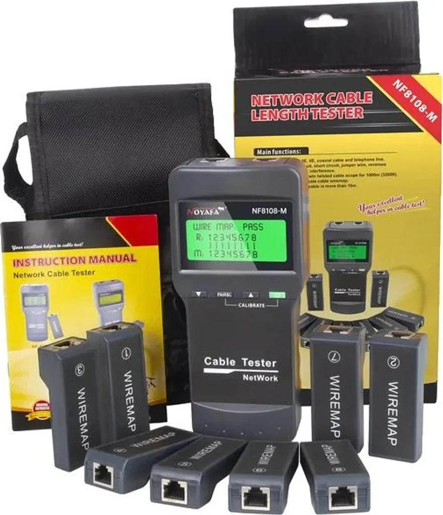 Tester per cavi di rete, tester RJ45 professionale, misura la lunghezza del cavo, NF-8108m
