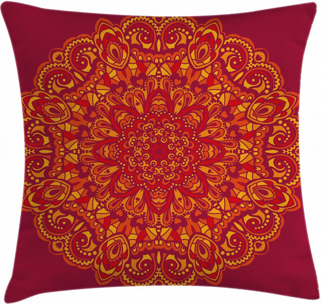 ABAKUHAUS Red Mandala Kissenbezug, Psychedelisch, Wasser und Schmutz resistent Stoff Digital Druck Für den Innen oder Außen Bereich, 45 x 45 cm, ...