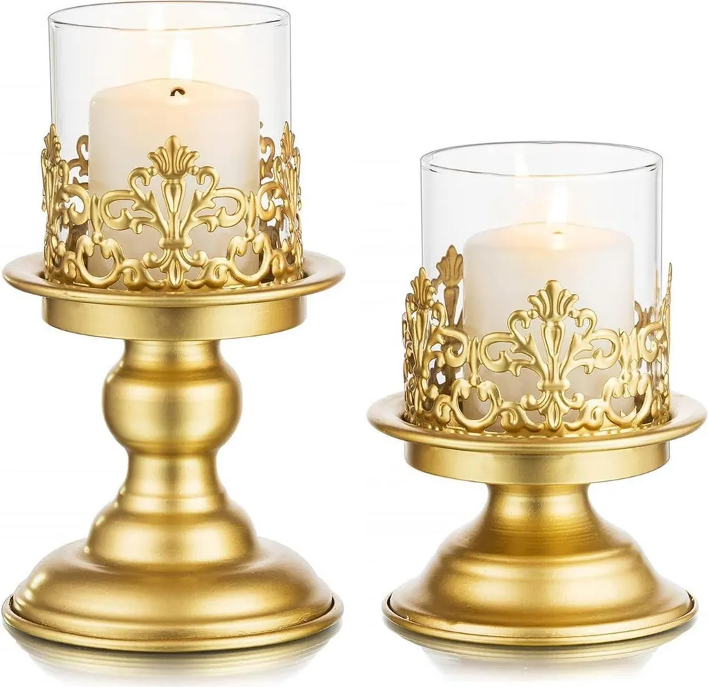Set Portacandele Metallo Oro Moderno | Decorazione Tavola e Matrimonio