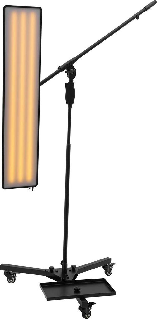 LED PDR Dellenleuchte - Reflexionsplatte - 360° Verstellbares Panel - 19,5×92 cm - Weiß/Gelbes Licht - EU-Stecker - Eisen - Schwarz