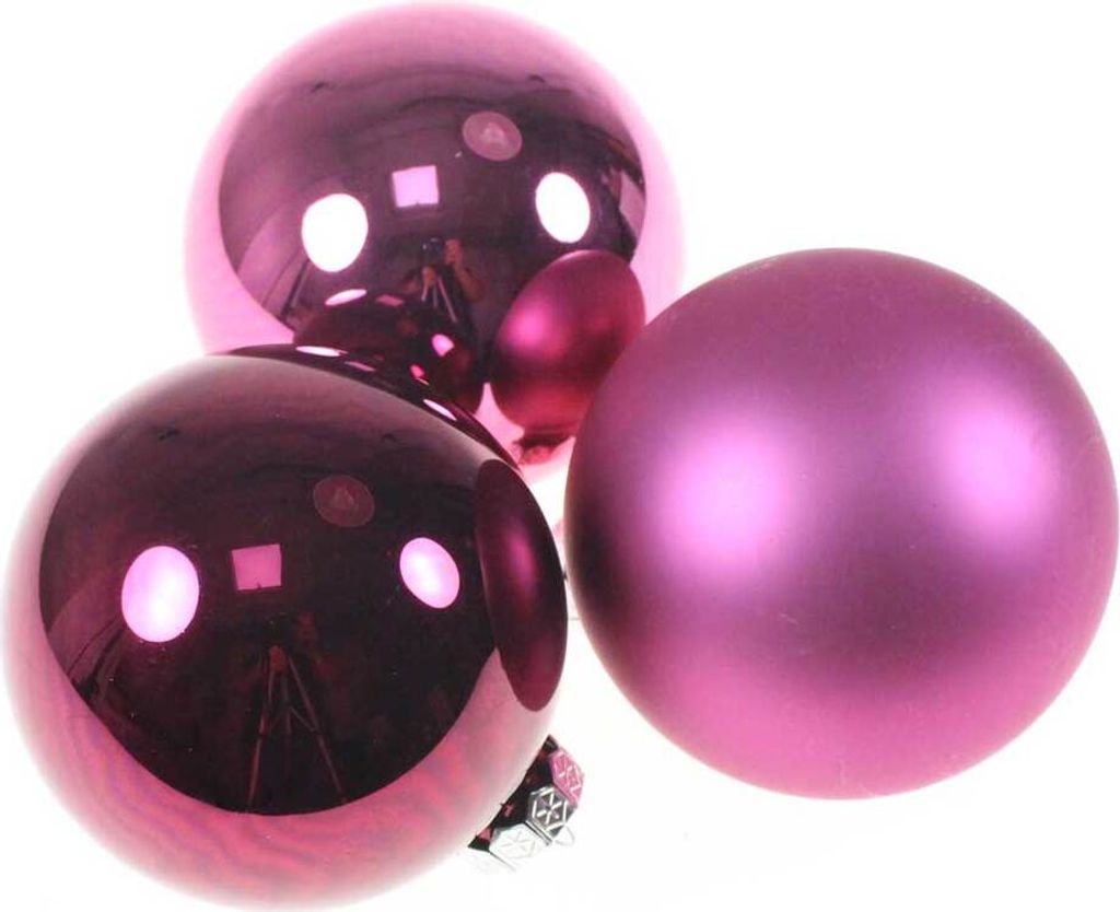 9 Christbaumkugeln 10cm Glas Weihnachtskugel Kugel Baumschmuck 100mm Weihnachten, Farbe:heide glanz / matt