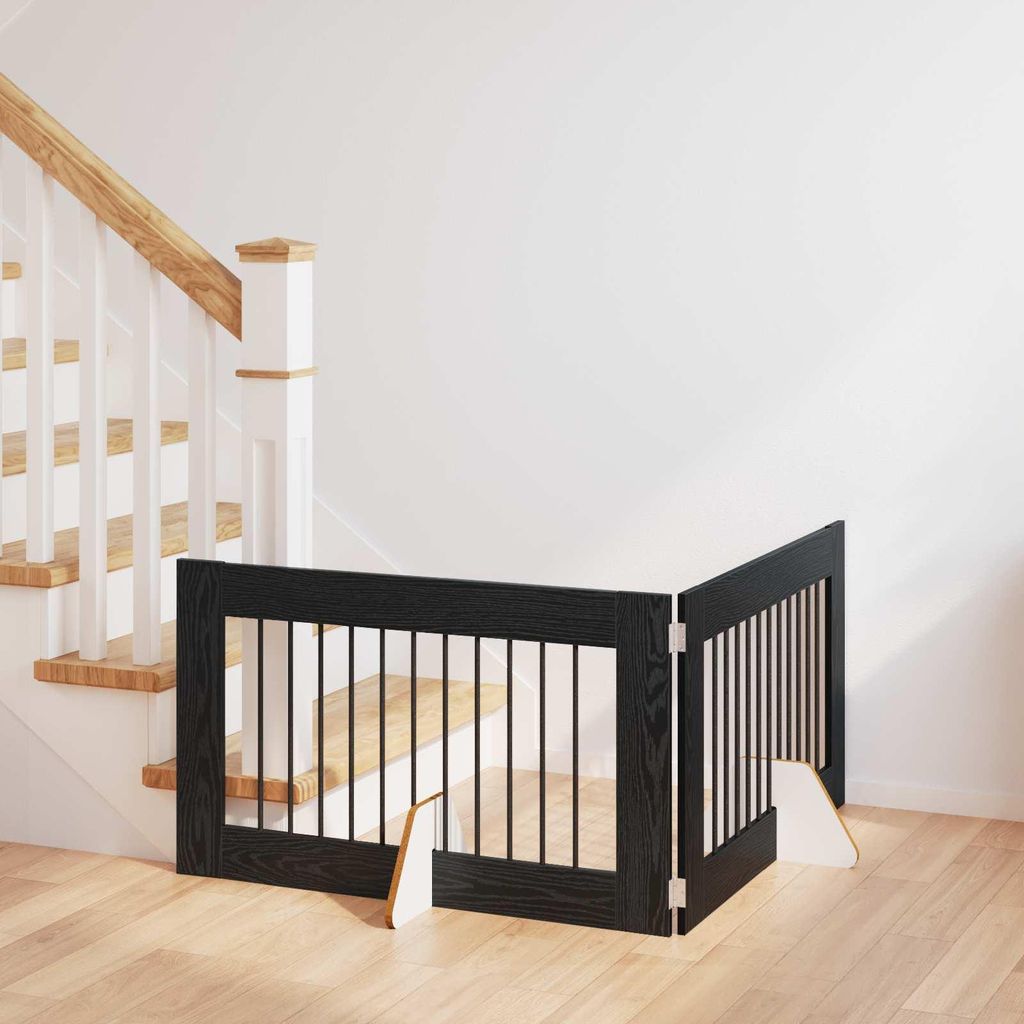 Hundetor mit Ständern 2 pcs Schwarze Eiche 100 x 60 cm - Sonstiges Hundezubehör DE1987