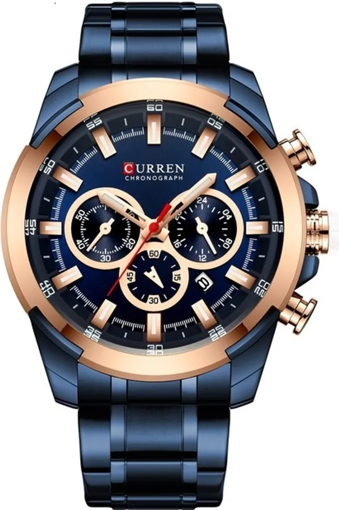 Orologio CURREN Finn Blu KP14215 Cronografo Uomo Acciaio Inox
