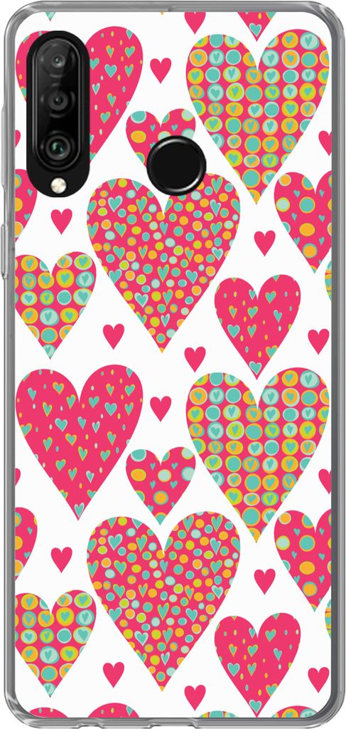 MuchoWow Handyhülle Schutzhülle Hülle für Telefoonhoesje Huawei P30 Lite Mädchen - Herz - Liebe - Muster - Mädchen - Kinder - Kinder - Kind...