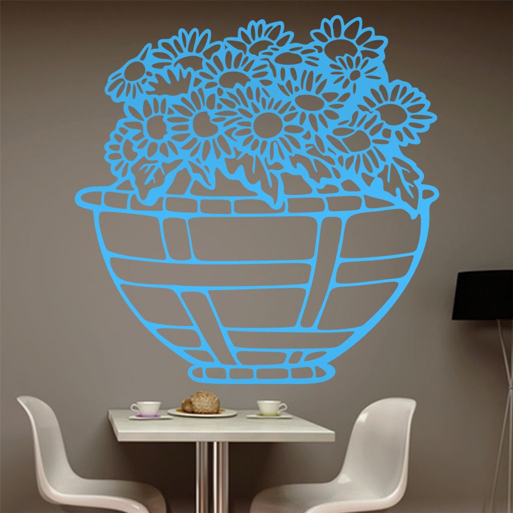 Sonnenblume - Korb - Pflanze Wandtattoo in 6 Größen - Wandaufkleber Wall Sticker - Dekoration, Küche, Wohnzimmer, Schlafzimmer, Badezimmer