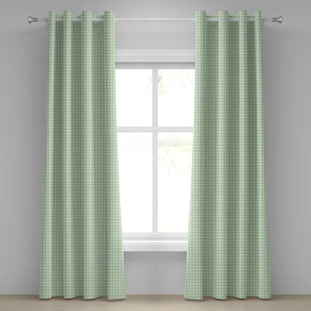 Rideaux occultants légers à motifs fleurs de camomille 2 panneaux menthe