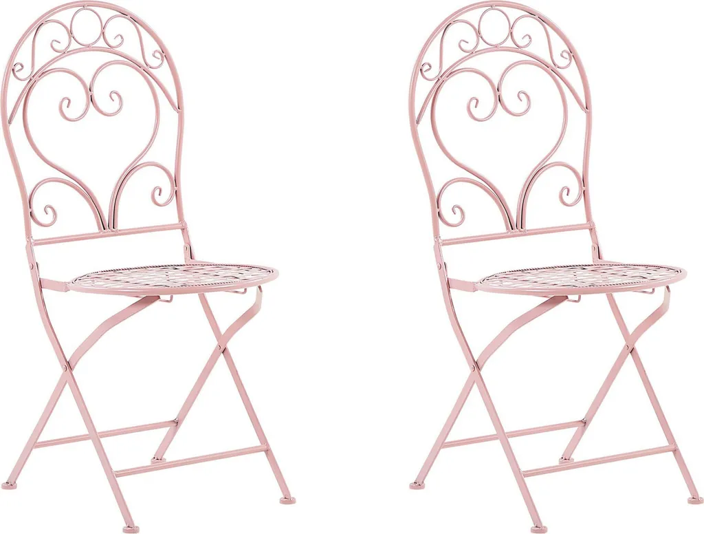 Chaises Extérieures Métal Rose Design Rétro : Lot de 2 Assises Robustes