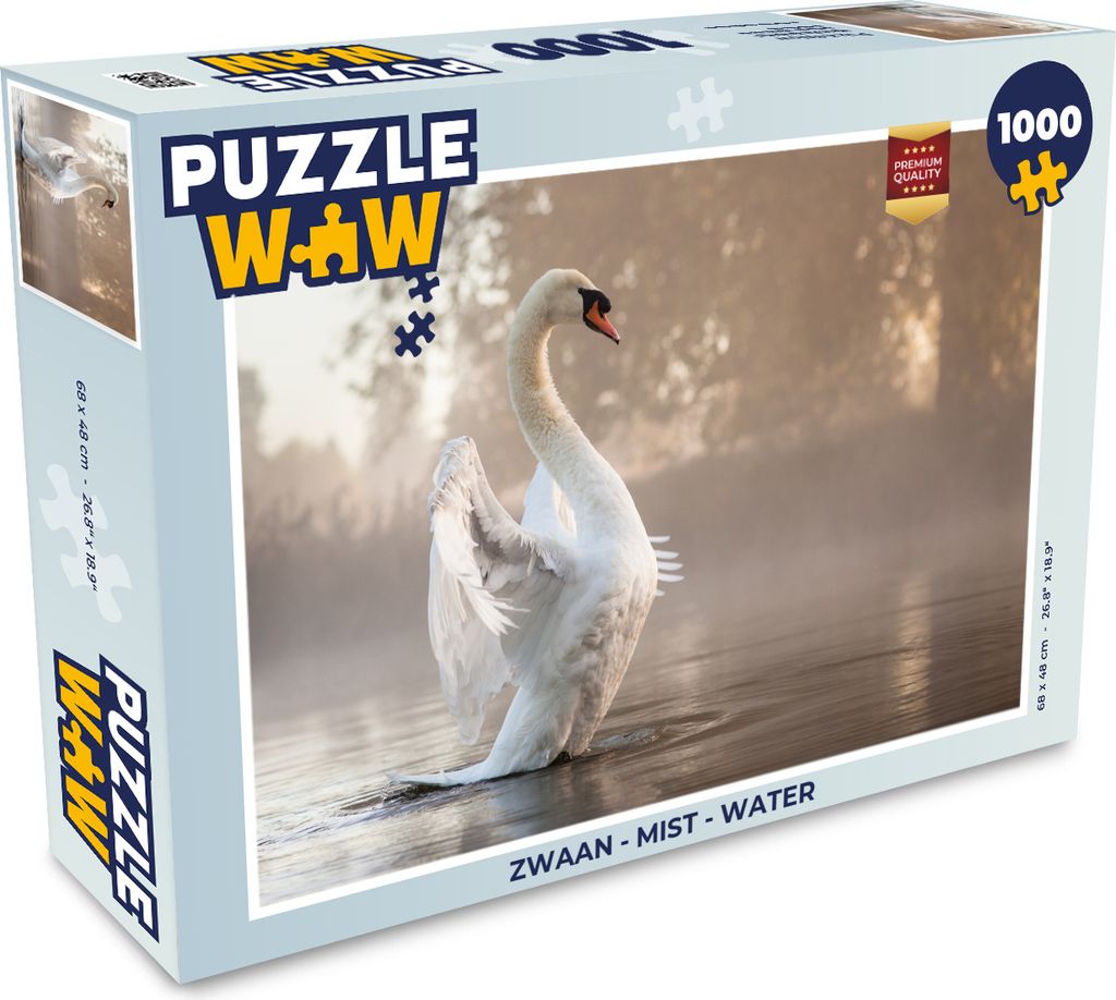 MuchoWow Puzzle 1000 Teile Schwan - Nebel - Wasser - Erwachsene - Rätsel