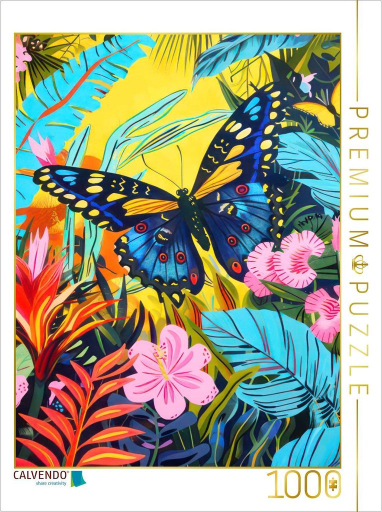 CALVENDO Puzzle Dschungeltiere Pop Art | 1000 Teile Lege-Größe 64x48cm Foto-Puzzle für glückliche Stunden
